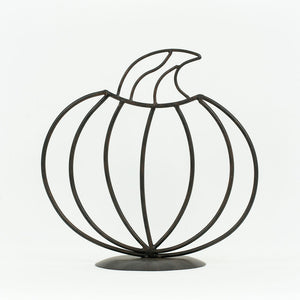 Black Metal Pumpkin Cutout - 12x12 Decorative Stand