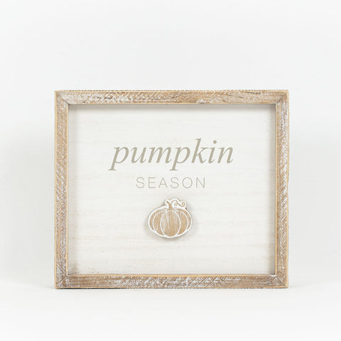 10" x 8" Reversible "witchy SEASON / pumpkin SEASON" Framed Wood Sign -Multicolor