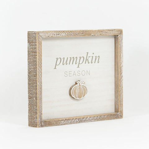 10" x 8" Reversible "witchy SEASON / pumpkin SEASON" Framed Wood Sign -Multicolor