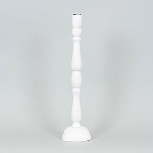 19" Mango Wood Candle Holder - White