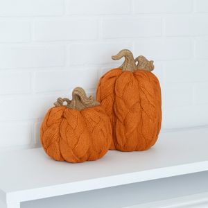 Decorative Rope Pumpkins (Set of 2) - Orange/Brown (7.5" & 10.5")