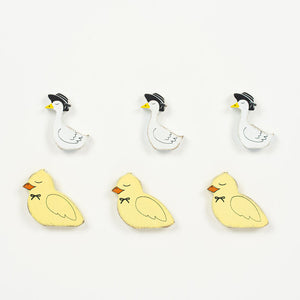 Wooden Duck and Chick Shapes - Set of 6