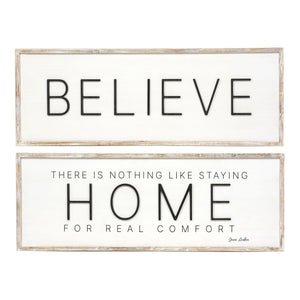 Reversible Wood Sign - Believe/Home Inspirational Decor