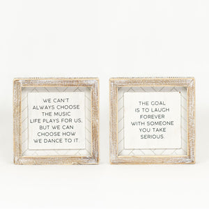 6x6 Reversible Wood Frame Sign - Choose/Laugh