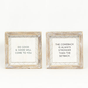 6x6 Reversible Wood Frame Sign - Good/Comeback