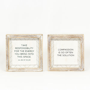 6x6 Reversible Wood Frame Sign - Energy & Compassion