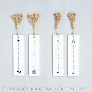 Herringbone Collection Wood Bookmarks with Quotes (Set of 2)