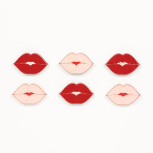 Lucky In Love Wood Lips Decor Set - 6 Pieces