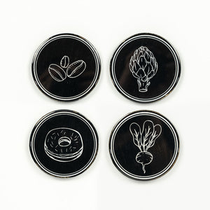 Wood Round Coasters/Magnets - Coffee Design