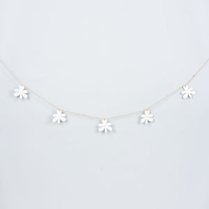 50" Spring Flower Wood Garland (FLWR) - White/Pink/Natural