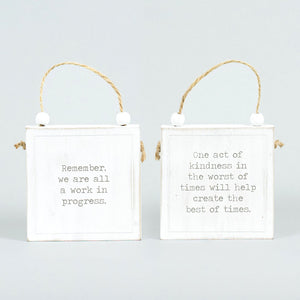 Kindness/Progress Reversible Wood Block Sign