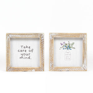 5x5 Take Care Reversible Wood Sign - Multicolor