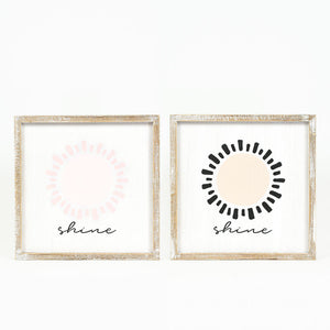 13" Reversible Wood Frame Sign - SHINE | Multicolor