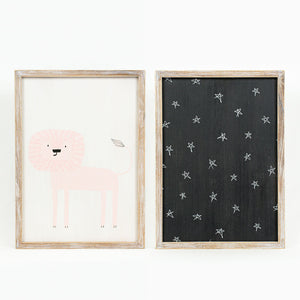 15x20 Reversible Wood Frame Sign - Lion & Stars