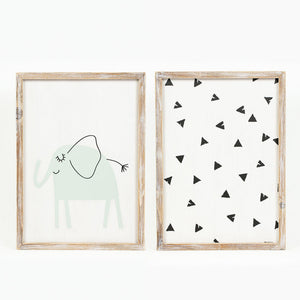 15x20 Reversible Elephant Wood Frame Sign - Multicolor