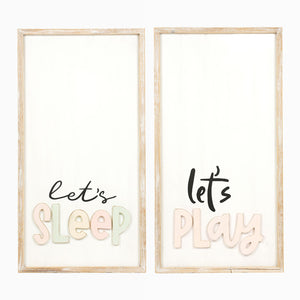 Dwella Decor 17x32 Reversible Wood Sign - Sleep/Play