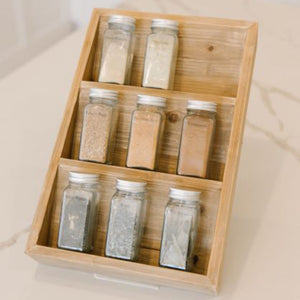 10x16 Wood Spice Rack Organizer - Natural Kitchen Storage