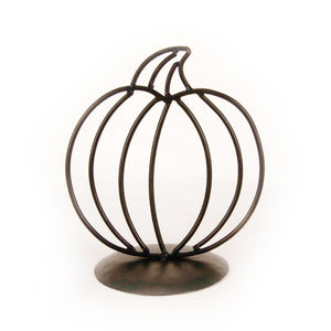 8x8 Black Metal Pumpkin on Stand