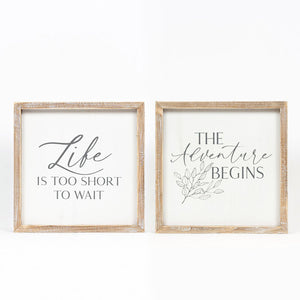Reversible Wood Sign - Adventure/Life Motivational Wall Art