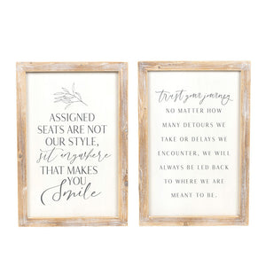 Reversible Wood Frame Sign - Smile/Journey Motivational Decor