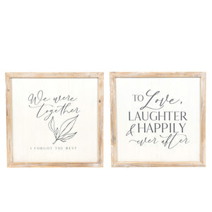 26x26 Reversible Wood Frame Sign - Happily/Together