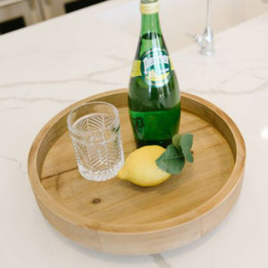 17" x 17" Lazy Susan Rotating Wood Spin Tray - Natural/Black