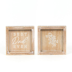 Dad Reversible Wood Frame Sign