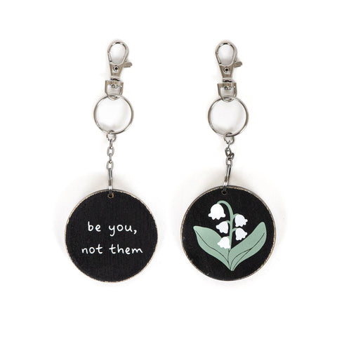 2" x 2" Reversible Wood Keychain - Be You, Not Them