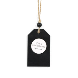 Wood Hanging Chalkboard Tag with Bead - Black