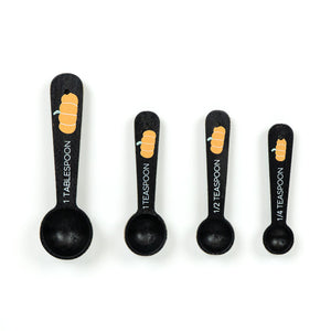 Wood Teaspoons Set of 4 - Black & Orange