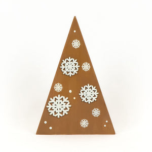 Reversible Chunky Wood Snowflake Tree - White & Brown