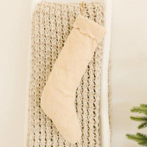 Winter Wishes Hanging Canvas Stocking - Tan
