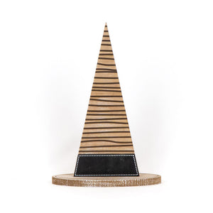 Wood Witch Hat Decor - Multicolor Stripes