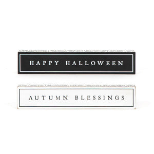 Reversible Halloween & Autumn Wood Brick - White/Black