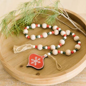 Multicolor Wood Bead Garland with Ornament Tassels