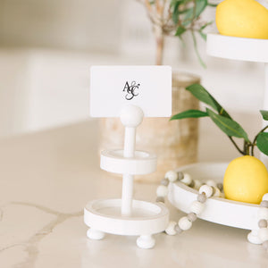 Mini Two-Tiered Wood Tray in White