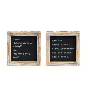 Reversible Wood Frame Sign - BEST/RE-TIRED