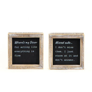 5x5 Reversible Wood Frame Sign - Oscar/Calls Humor