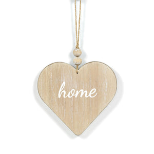 5" x 5" Reversible Wood Hanging Ornament - Love / Heart - Natural/White