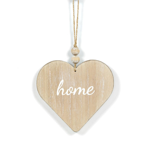 5" x 5" Reversible Wood Hanging Ornament - Love / Heart - Natural/White