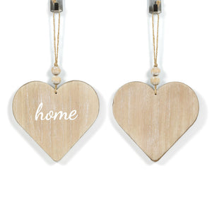 5" x 5" Reversible Wood Hanging Ornament - Love / Heart - Natural/White