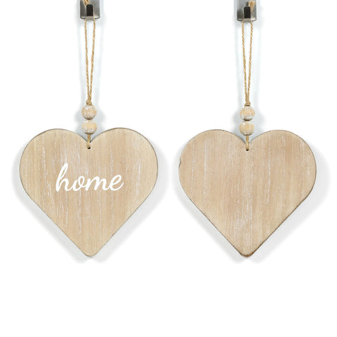 5" x 5" Reversible Wood Hanging Ornament - Love / Heart - Natural/White