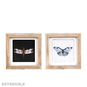 8x8 Reversible Dragonfly & Butterfly Wood Frame Sign