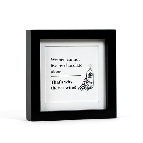 8" x 8" Reversible Wood Framed Sign - Chocolate & Wine - White/Black