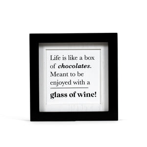 8" x 8" Reversible Wood Framed Sign - Chocolate & Wine - White/Black