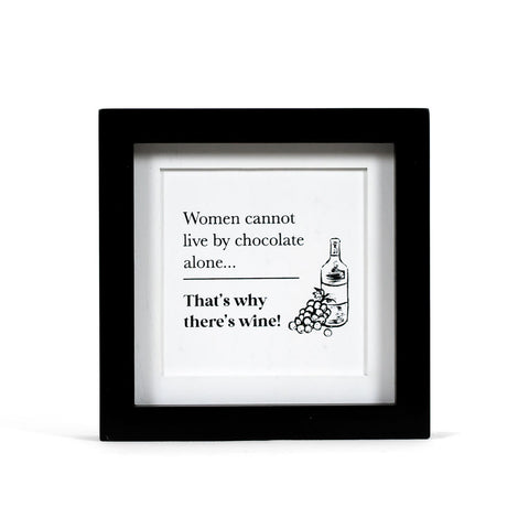 8" x 8" Reversible Wood Framed Sign - Chocolate & Wine - White/Black
