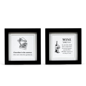 Reversible Wood Frame Sign - Chocolate & Wine Humor
