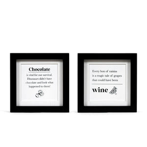 8x8 Reversible Wood Frame Sign - Chocolate & Dinosaurs