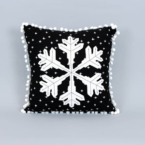 13" Reversible Snowflake Linen Decorative Pillow