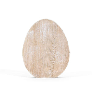 Wooden Easter Egg Cutout - Natural & White